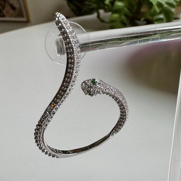 Silver Snake Dangle Earrings - Picture 2 of 7